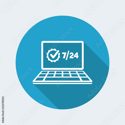 Full time 7/24 computer service - Vector flat icon