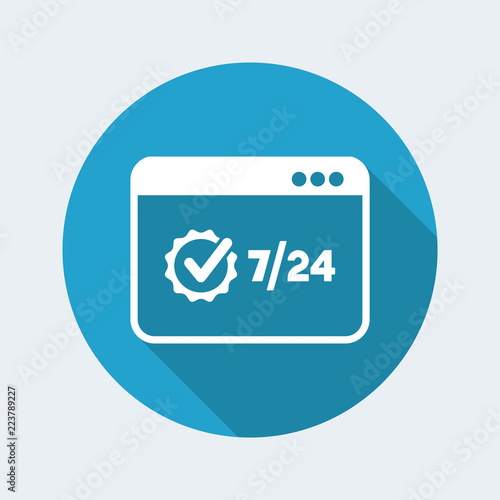 Full time 7/24 computer service - Vector flat icon