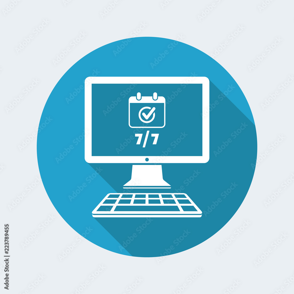 7/7 computer web services - Vector flat icon 7/7 computer web services - Vector flat icon