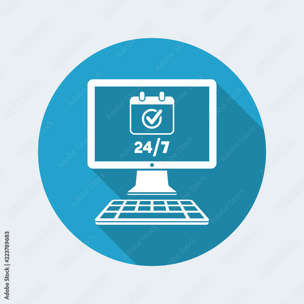 Check 24/7 computer services - Vector flat icon Check 24/7 computer services - Vector flat icon