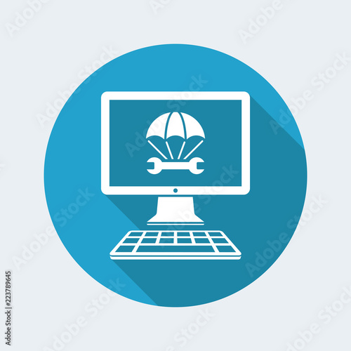 Computer emergency assistance service - Vector flat icon