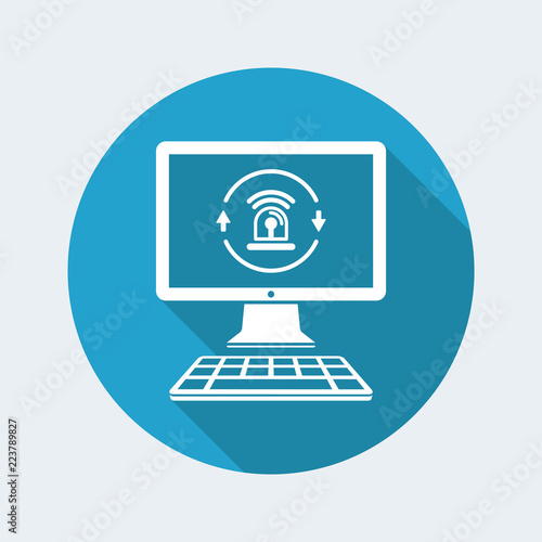 Computer alarm security - Vector flat icon
