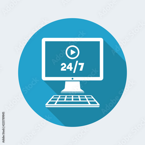 Multimedia service online 24/7 - Vector flat icon