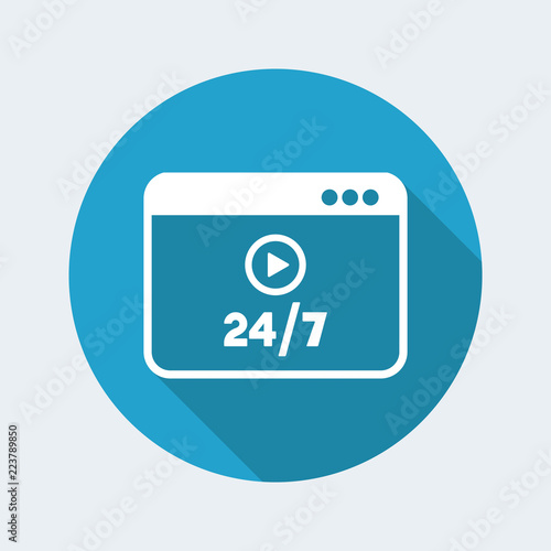 Multimedia service online 24/7 - Vector flat icon