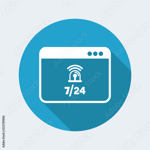 Computer alarm siren protection 7/24 - Vector flat icon
