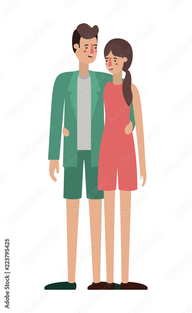 Fototapeta premium couple avatar characters icons