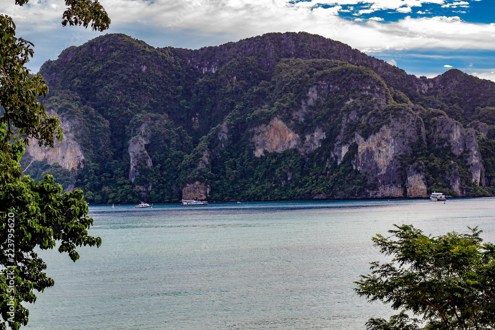 Looking out at the bay at Phi Phi Island, Krabi Thailand
