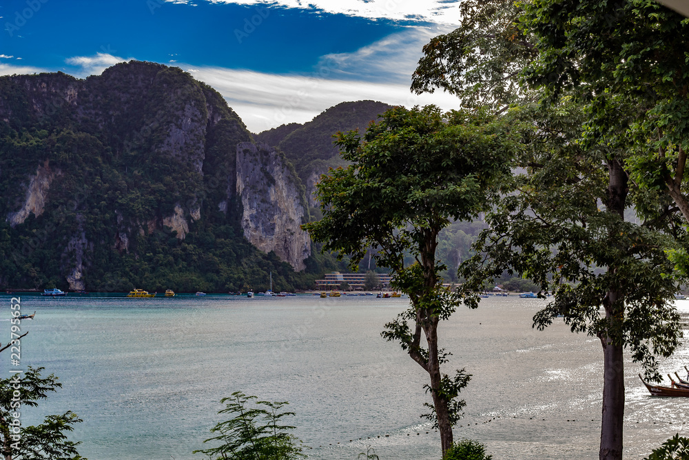 Looking out at the bay at Phi Phi Island, Krabi Thailand