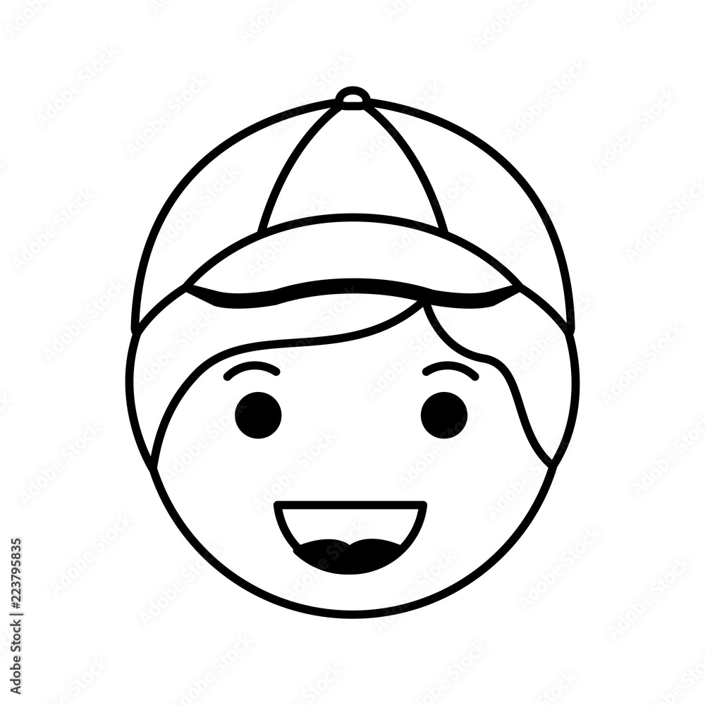 cartoon happy man head kawaii character cartoon happy man head kawaii character