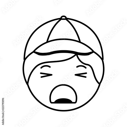 cartoon man angry head kawaii character
