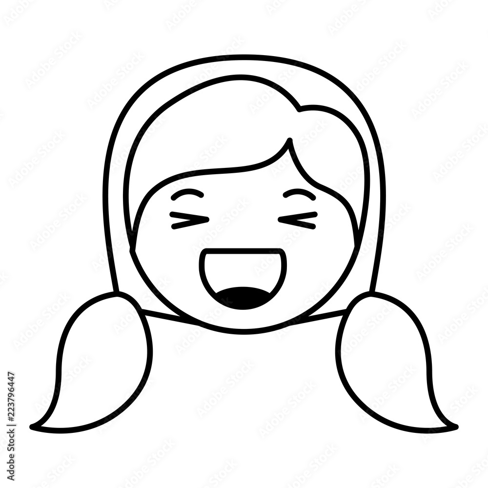 cartoon woman happy head kawaii character cartoon woman happy head kawaii character