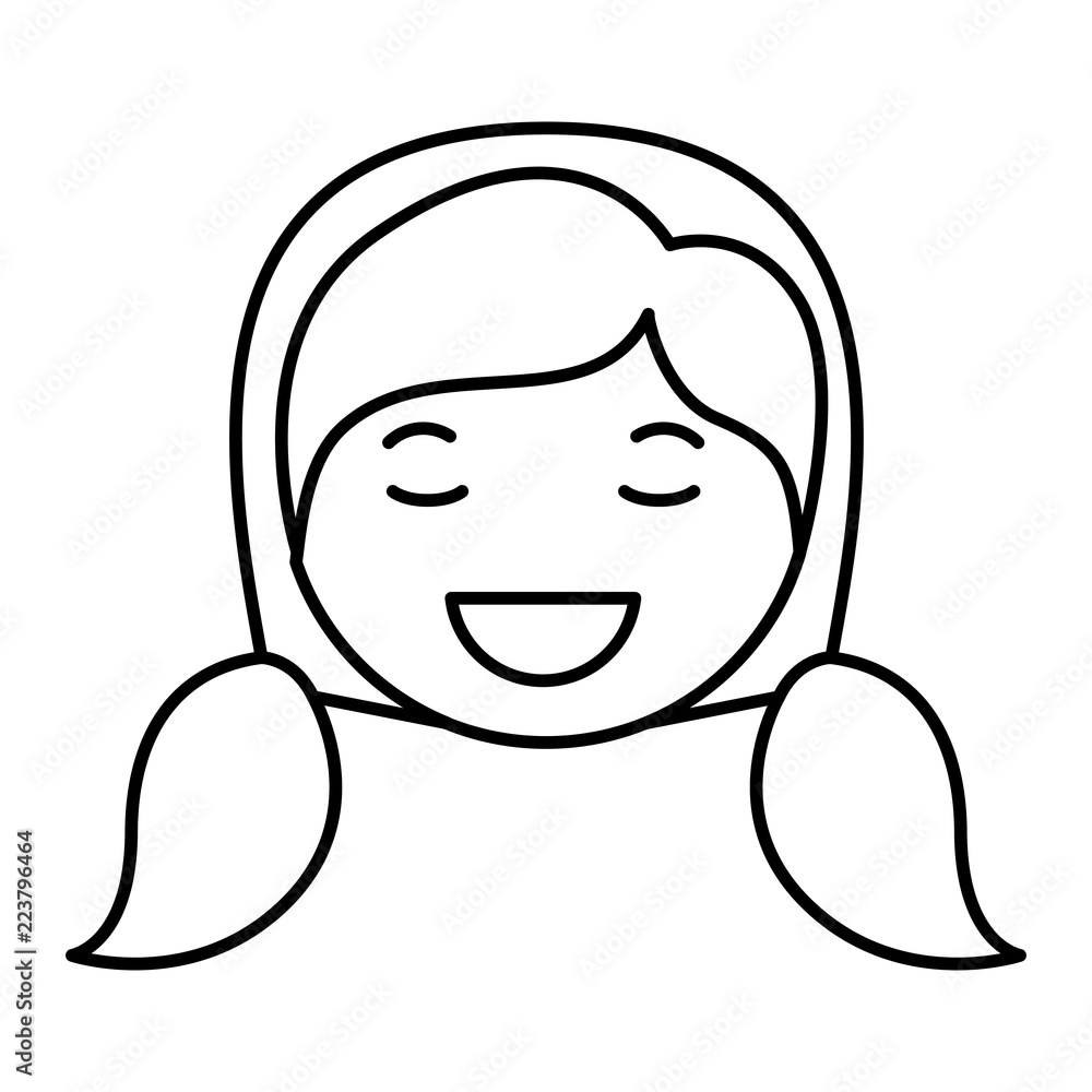 Obraz premium cartoon woman happy head kawaii character
