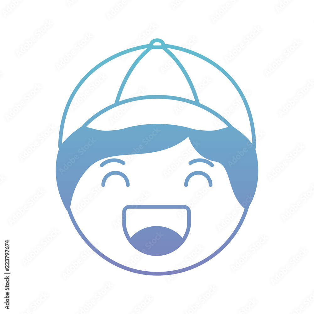 cartoon happy man head kawaii character