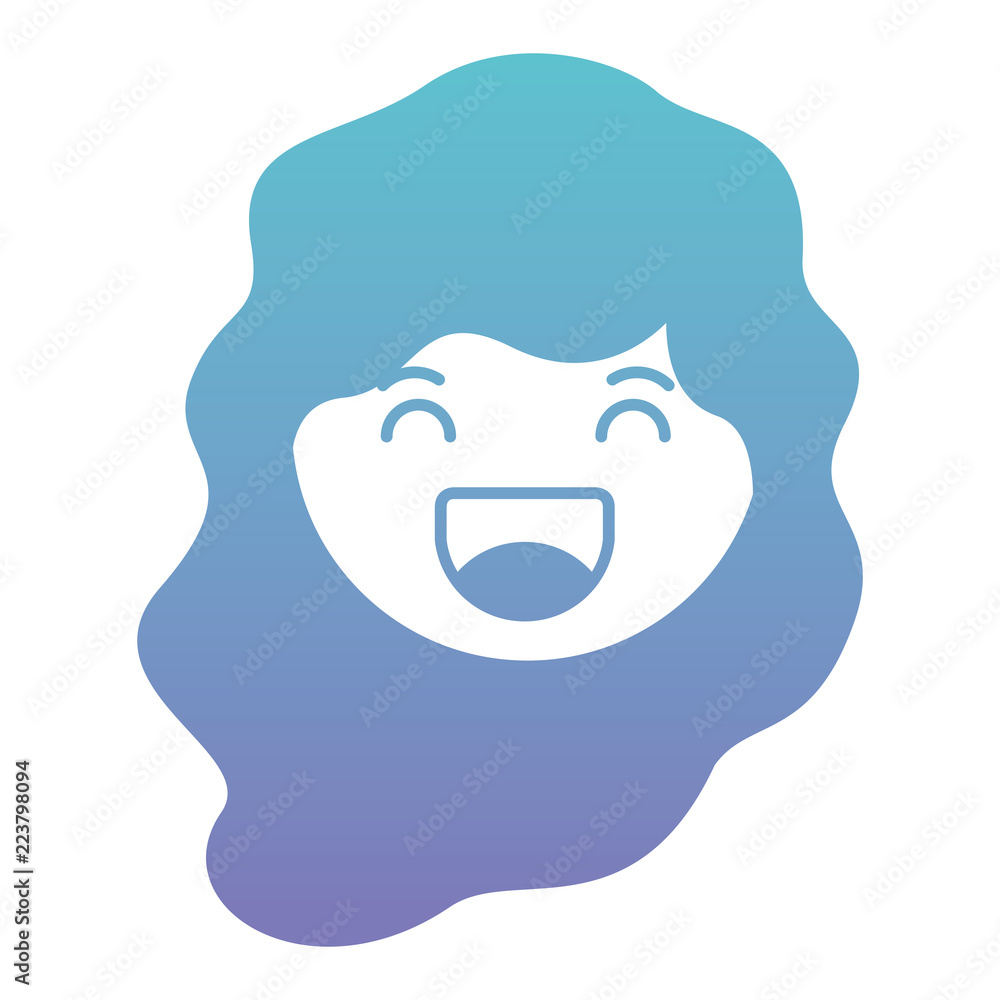 cartoon woman happy head kawaii character cartoon woman happy head kawaii character