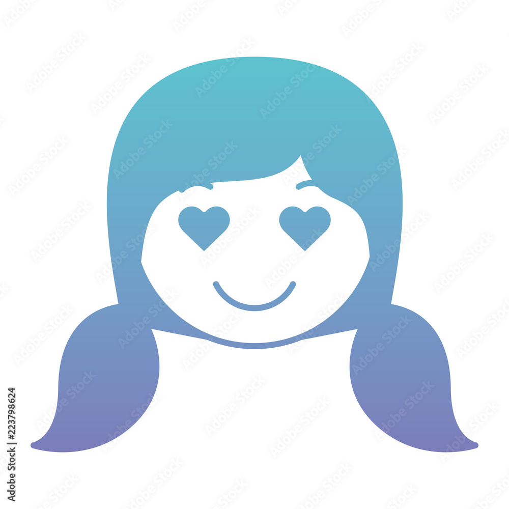 cartoon head woman in love kawaii character cartoon head woman in love kawaii character