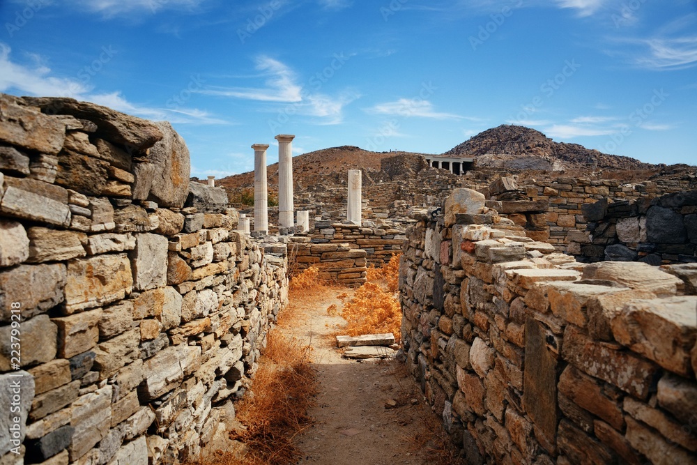 Pillar in Historical Ruins in Delos