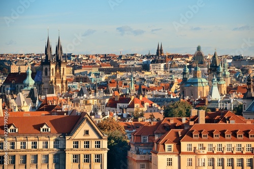 Prague skyline rooftop view