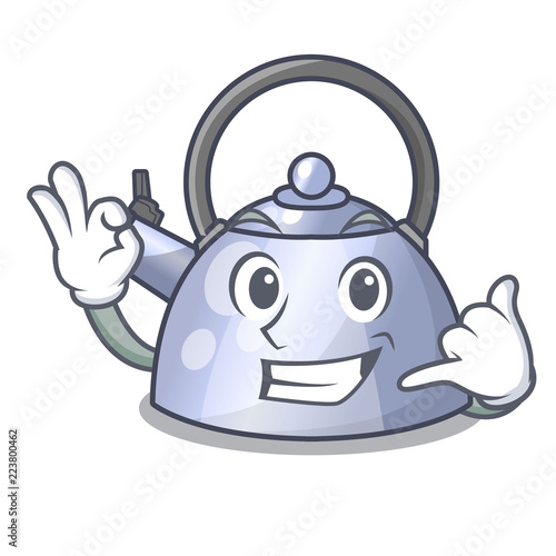 Call me stainless whistling tea kettle isolated on mascot