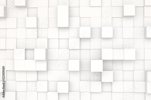 Modern Abstract White texture cube box wall room 3D Rendering