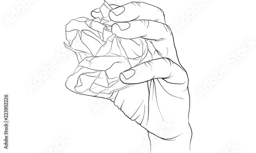 hand tearing and crooking paper, vector