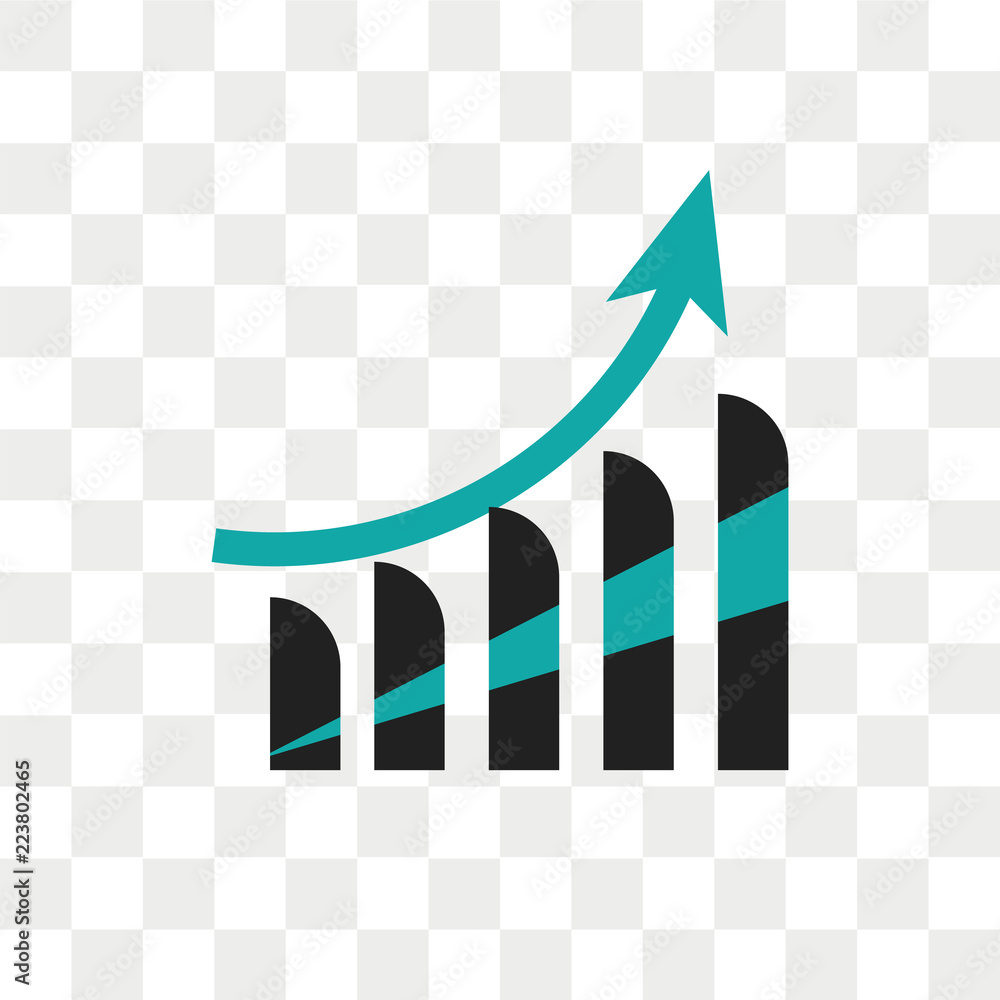 Bars chart interface ascending vector icon isolated on transparent ...