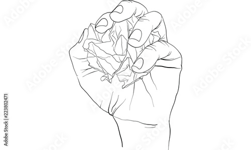 hand tearing and crooking paper, vector