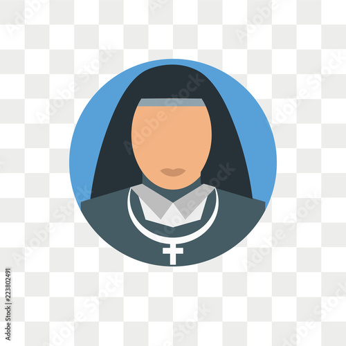 Nun vector icon isolated on transparent background, Nun logo design