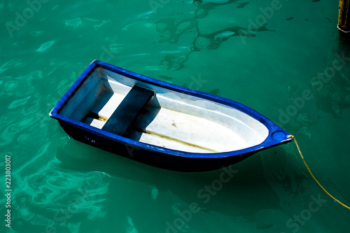 Obraz na płótnie A blue dingy at Chalong Pier, Phuet Thailand w salonie