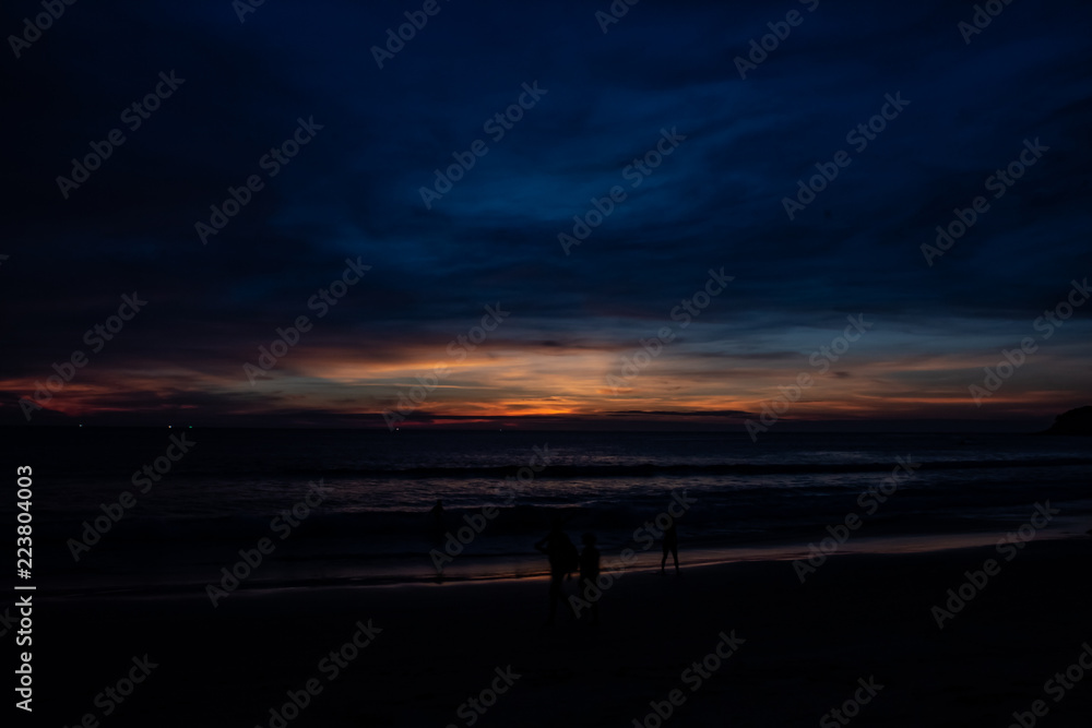 Blue Shaded Sunset at Karon Beach Over the Ocean