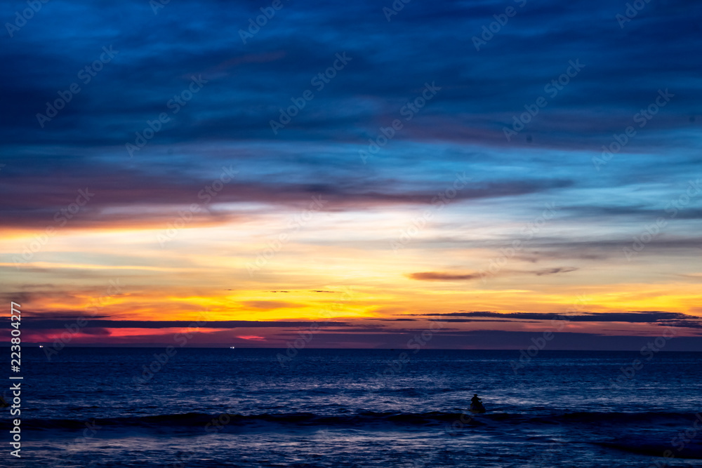 Blue Shaded Sunset at Karon Beach Over the Ocean