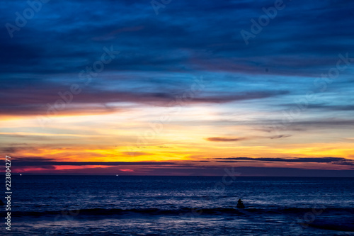 Blue Shaded Sunset at Karon Beach Over the Ocean