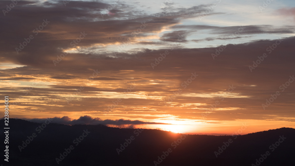 Sunset with mountain Silhouette