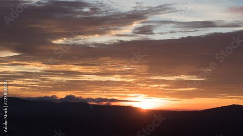 Sunset with mountain Silhouette © boyhey