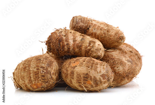 Closeup of taro on white background 