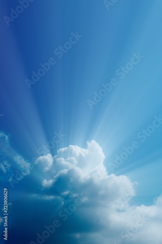 Photography Sunbeam through the haze on blue sky
