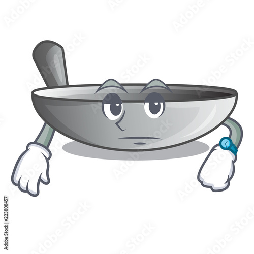 Waiting frying pan wok isolated on mascot