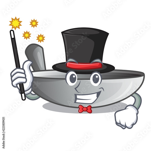 Magician frying pan wok isolated on mascot