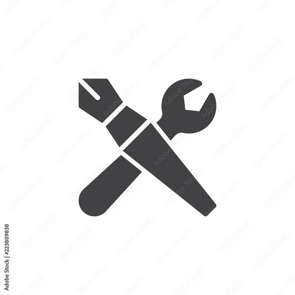 Pen and Wrench vector icon. filled flat sign for mobile concept and web design. Skills simple solid icon. Design symbol, logo illustration. Pixel perfect vector graphics Pen and Wrench vector icon. filled flat sign for mobile concept and web design. Skills simple solid icon. Design symbol, logo illustration. Pixel perfect vector graphics