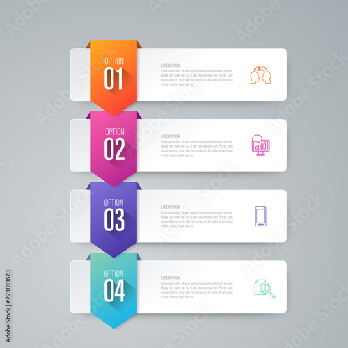 Infographics design vector and business icons with 4 options.