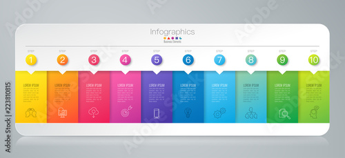 Infographics design vector and business icons with 10 options.