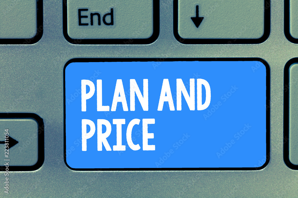 Word writing text Plan And Price. Business concept for setting decent price for product to sale according market.