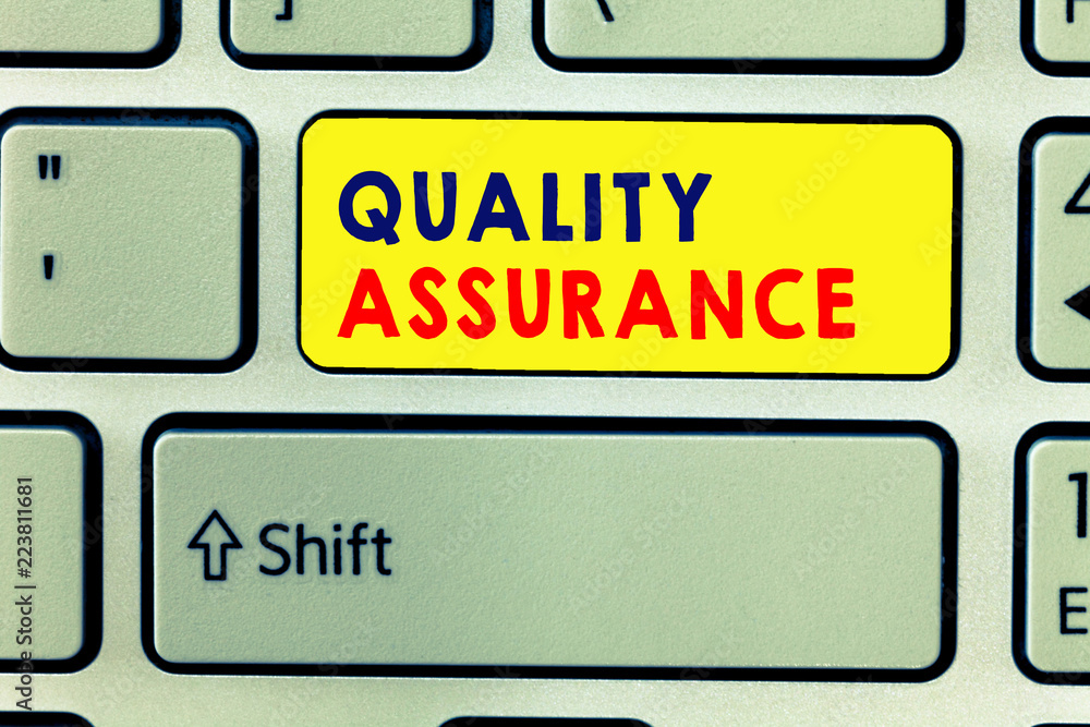 Handwriting text writing Quality Assurance. Concept meaning Ensures a certain level of quality Established requirement. Handwriting text writing Quality Assurance. Concept meaning Ensures a certain level of quality Established requirement.
