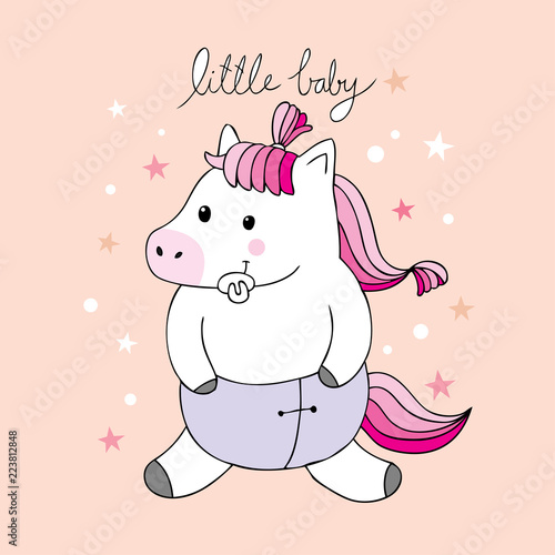 Cartoon cute baby horse vector.