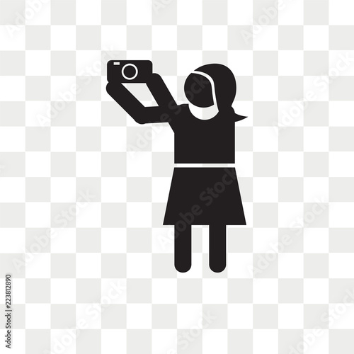 Woman taking a photo vector icon isolated on transparent background, Woman taking a photo logo design