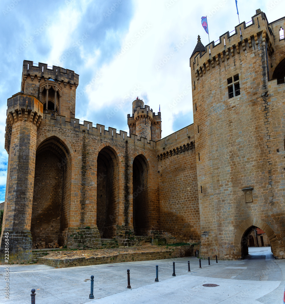 Blick auf Palacio Real de Olite, Navarra Spanien 