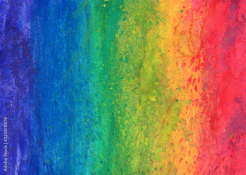 Rainbow abstract background in watercolor spray