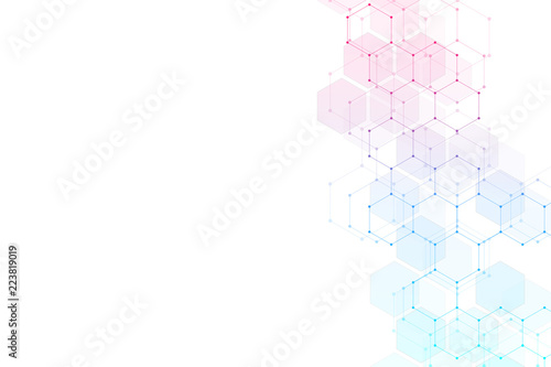 Medical background from hexagons. Geometric elements of design for modern communications, medicine, science and digital technology. Hexagon pattern background. © berCheck