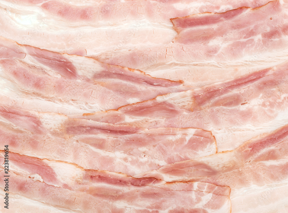 Slices of bacon as food background. Slices of bacon as food background.