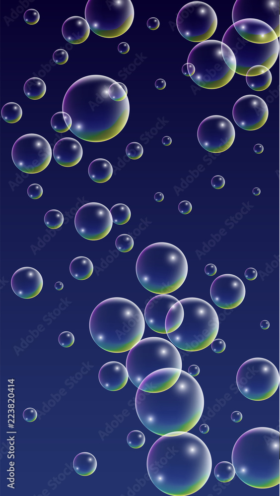 ubble with Hologram Reflection. Set of Realistic Water or Soap Bubbles for Your Design.