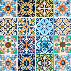 Fotobehang Marokkaanse tegels patronen Keramische tegelpatronen mediterrane sfeer  © piyagoon